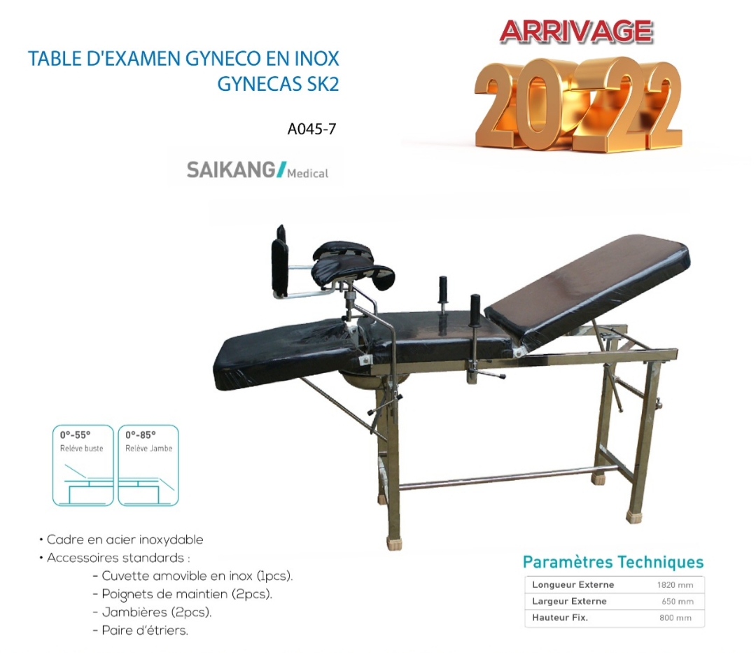 TABLE D'EXAMEN GYNECO EN INOX