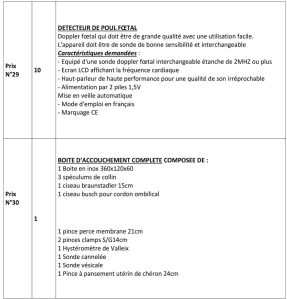 Appel d’offre | Des équipements Médicaux