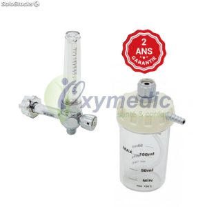 détendeur débitmètre pour bouteille d’oxygène REGflow-15 LPM +prise afnor avec humidificateur CCO complet PP , entrée 12 * 125 F